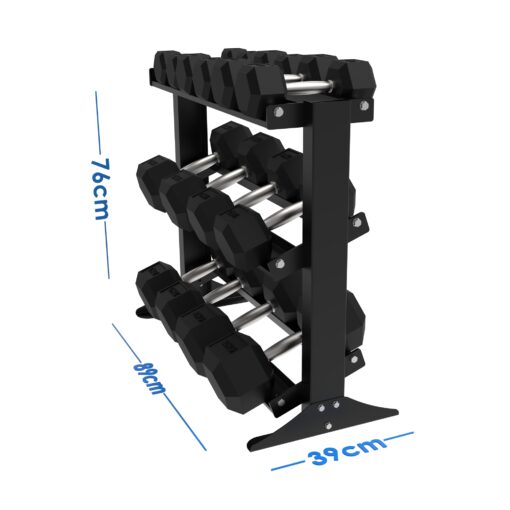010Fitness 3-Tier Dumbbell Weight Rack – Free Weight Storage for Home Gym - Image 2