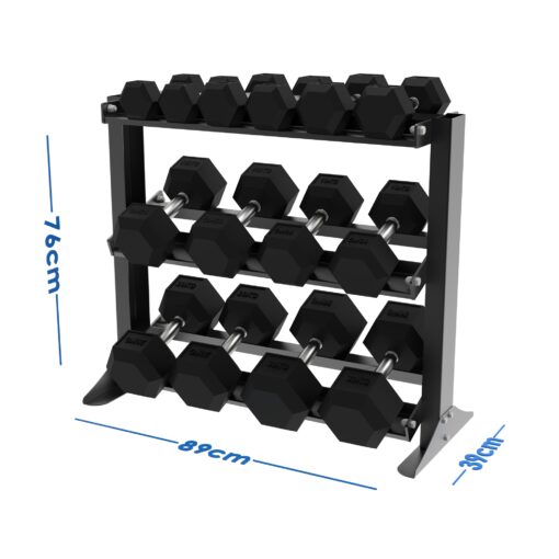010Fitness 3-Tier Dumbbell Weight Rack – Free Weight Storage for Home Gym - Image 6