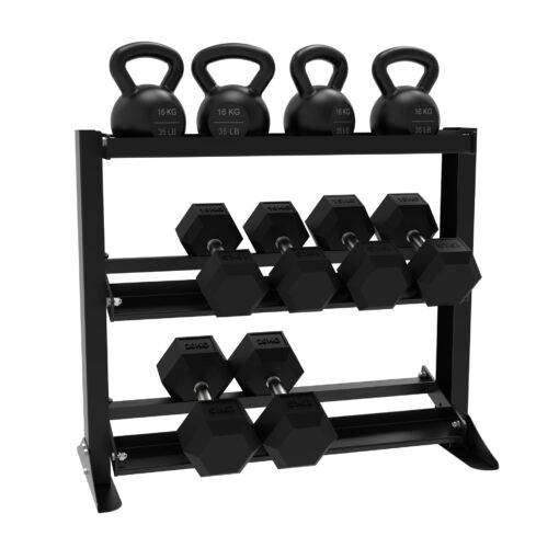 010Fitness 3 Tier Kettlebell Dumbbell Weight Rack Storage Stand - Image 5