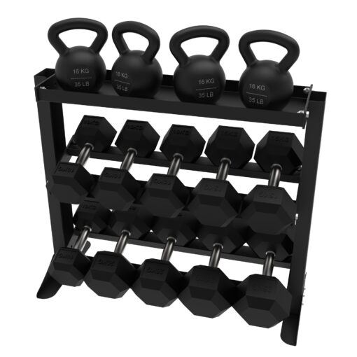 010Fitness 3 Tier Kettlebell Dumbbell Weight Rack Storage Stand - Image 4