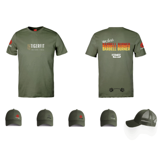 Barbell Burner OLIVE GREEN Unisex T-Shirt & Cap Combo - Image 10
